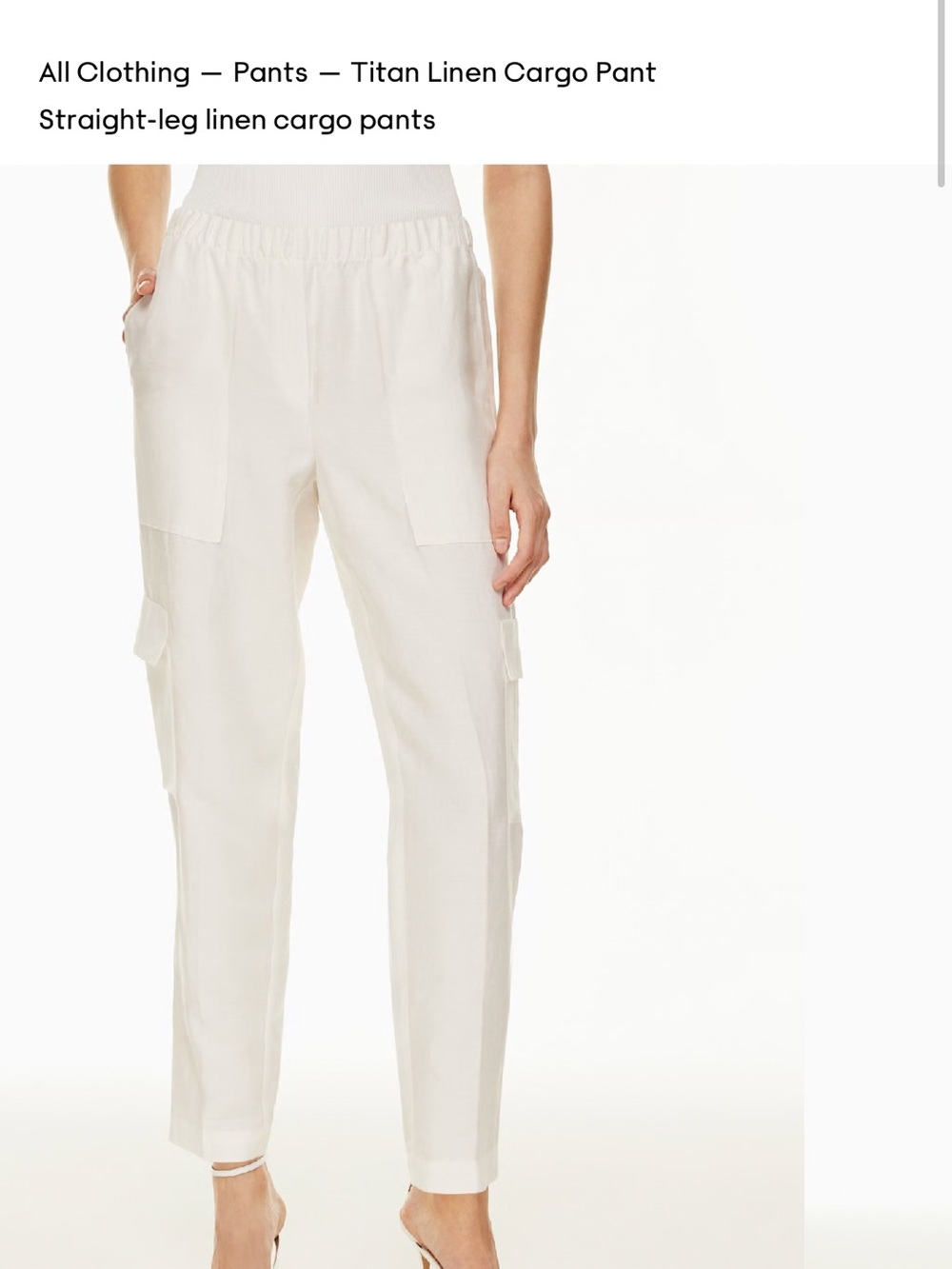 Aritzia Titan White Straight-Leg Linen Cargo Pants for Women